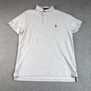 Polo Ralph Lauren Shirt Men Large Gray Dad Pony Logo‎ Slim Fit Preppy Slit
